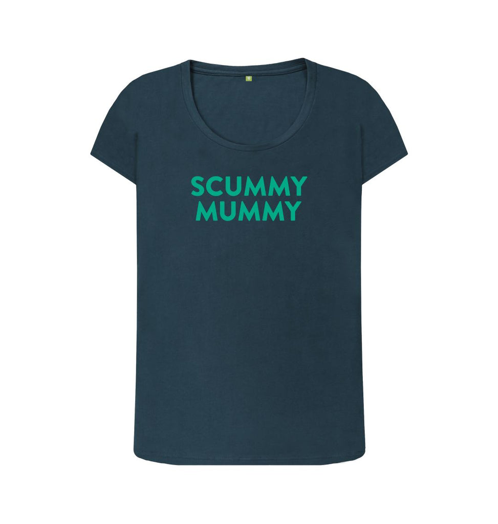 Denim Blue Turquoise SCUMMY MUMMY Scoop Neck T-shirt