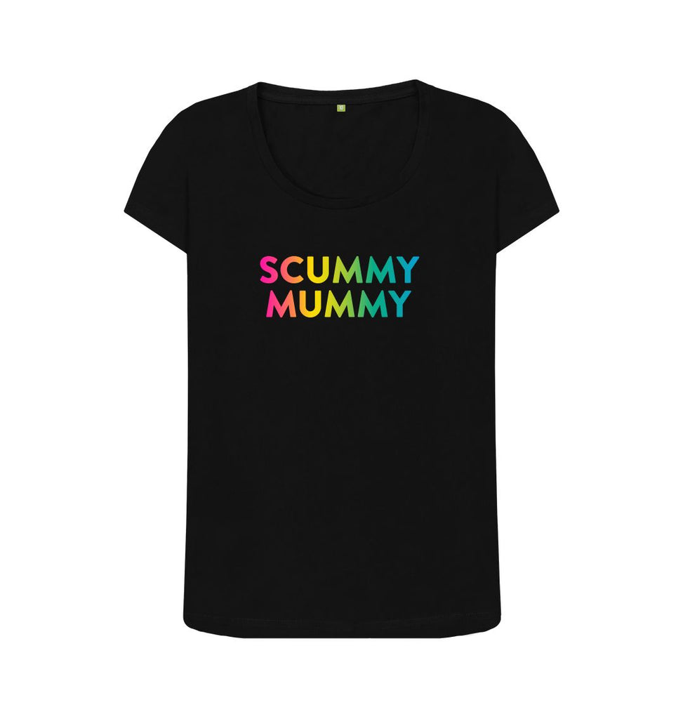 Black Rainbow Scummy Mummy Scoop Neck T-shirt
