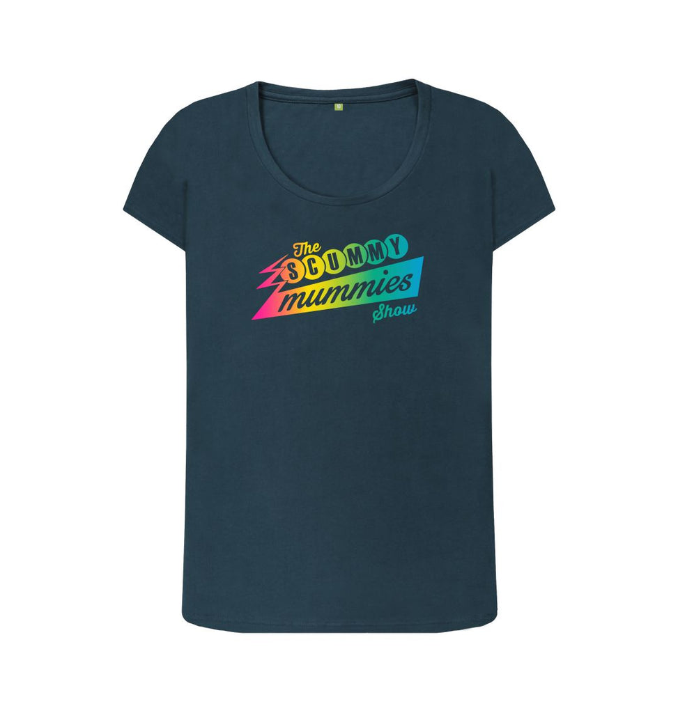 Denim Blue Rainbow SCUMMY SCUMMIES Show Scoop Neck T-shirt