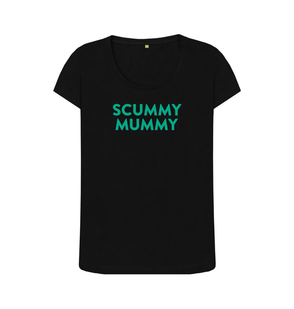 Black Turquoise SCUMMY MUMMY Scoop Neck T-shirt