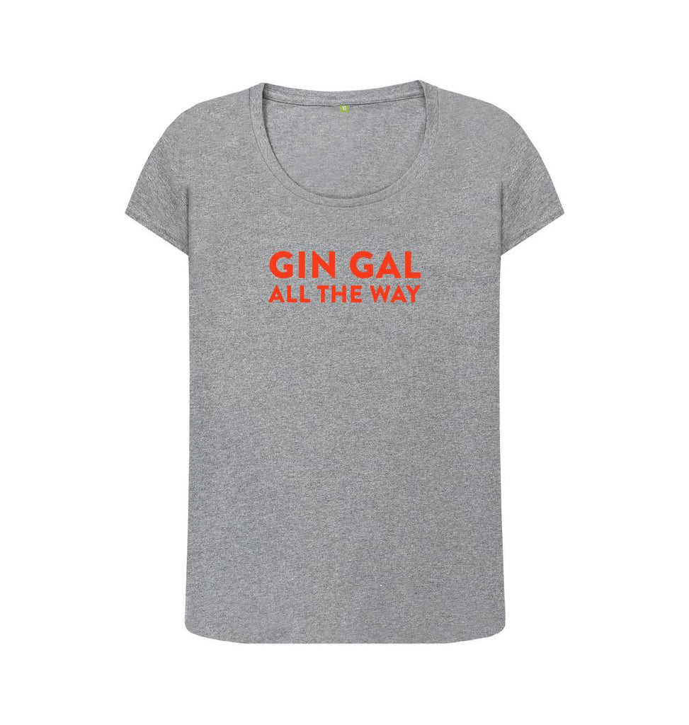 Athletic Grey GIN GAL ALL THE WAY (Red) Scoop Neck T-shirt