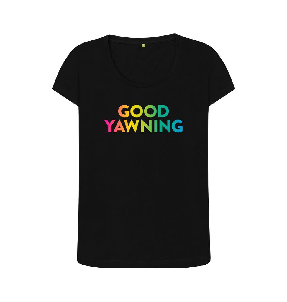 Black GOOD YAWNING Scoop Neck T-shirt